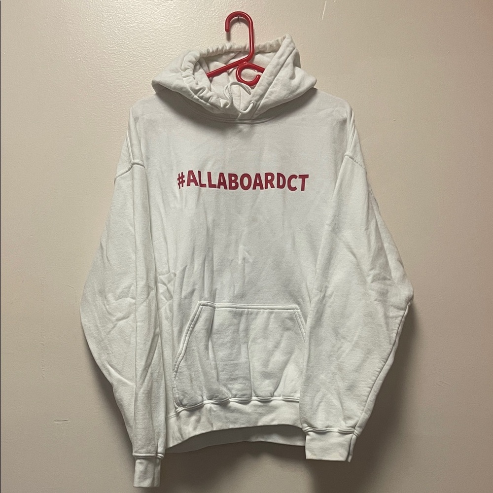 Buffalo Central Terminal #ALLABOARDCT White Hoodie with Red Print